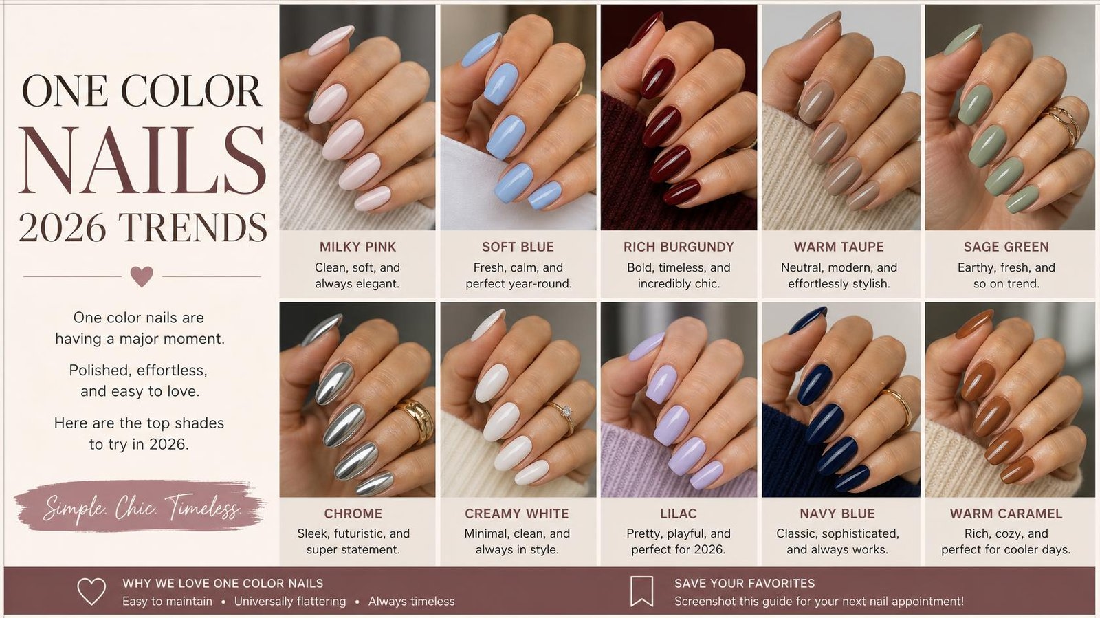 One color nails are having a major style moment in 2026.
